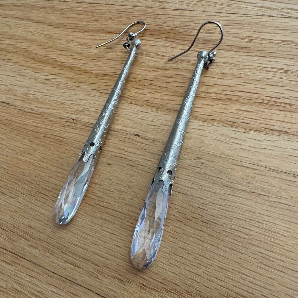 Vintage crystal dangle statement hook fancy earrings